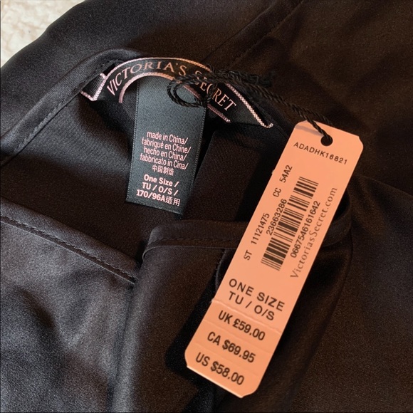 🔥SALE🔥VS Black Satin Ruffle Kimono Robe - Picture 10 of 10